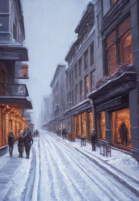 street, winter, extremely detailed